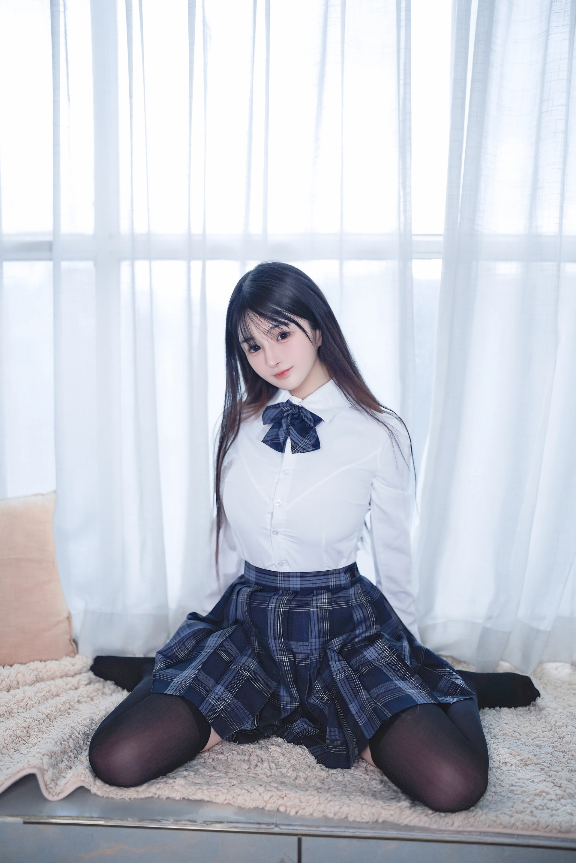 桜井宁宁日系JK制服格纹裙造型