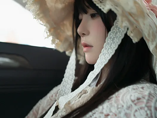 桜桃喵《龙年大吉》写真：老街灯笼遇上粉色蕾丝，意外很耐看