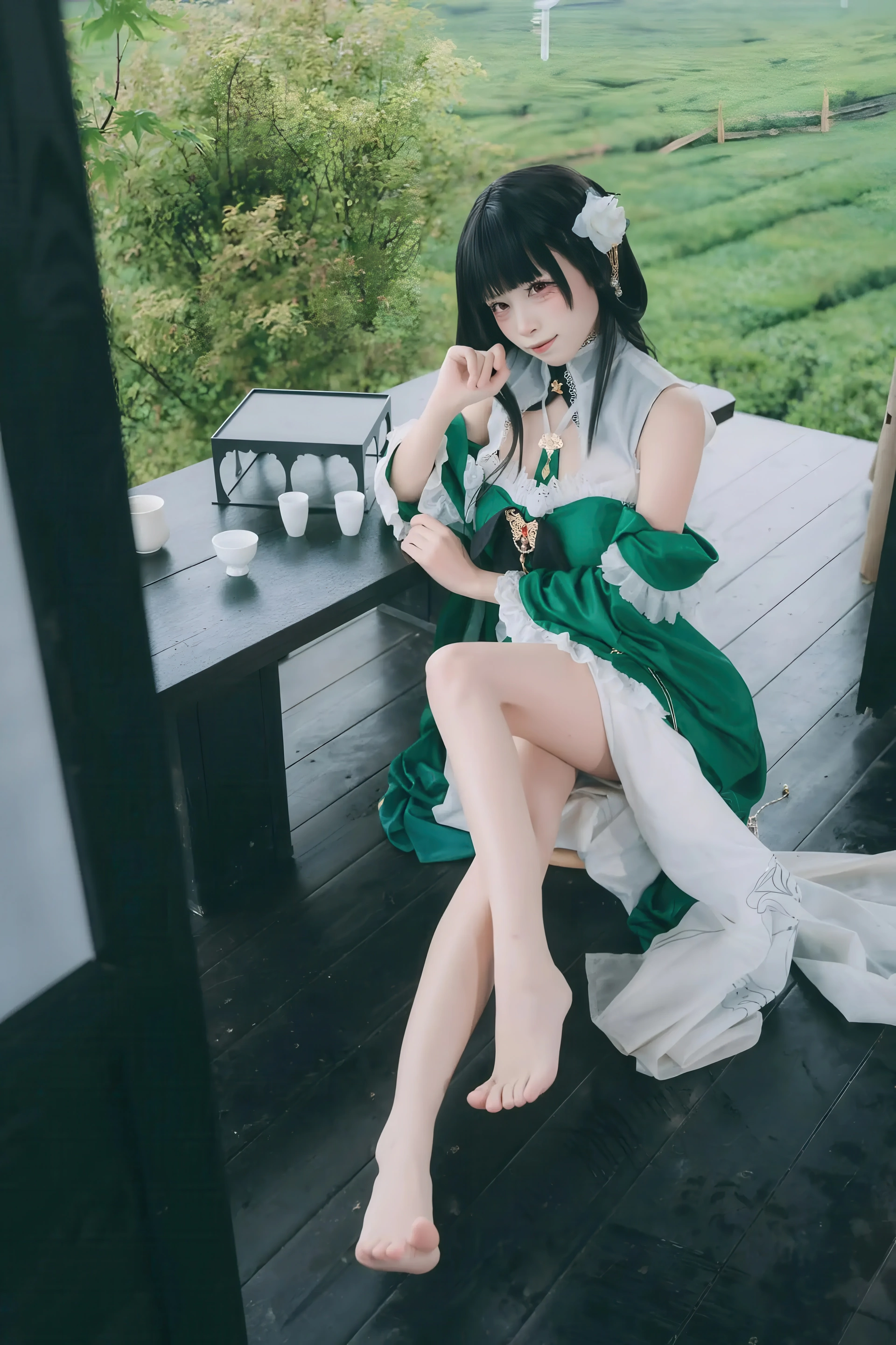 三無人型逸仙茶桌户外写真