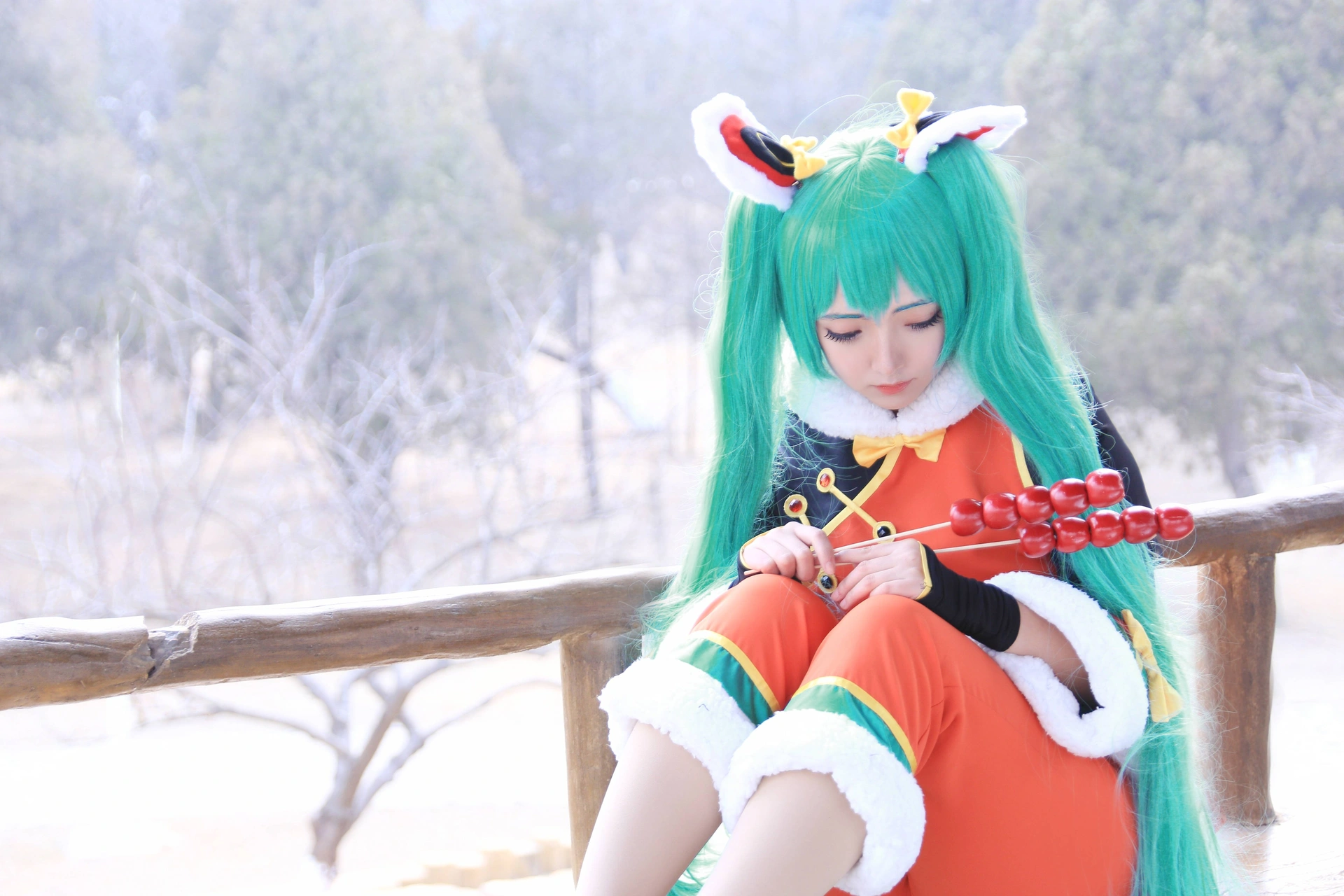 斯文文文文双马尾初音未来雪地写真