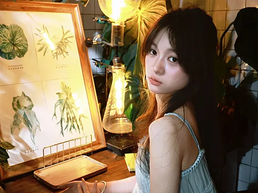 雪雪2233《咖啡馆随拍》写真：绿植、鱼缸和午后光，把小店拍得很有趣