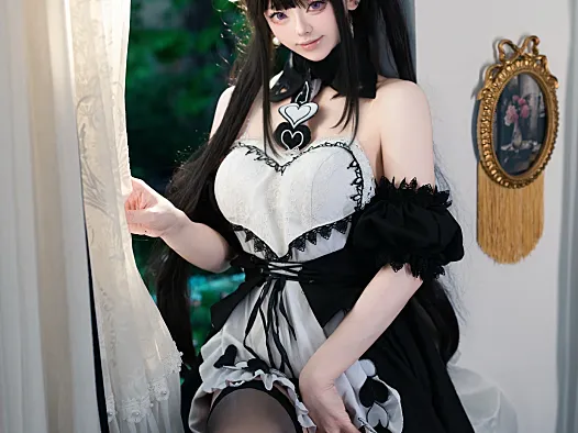 前野太太《碧蓝航线 能代女仆》COS:窗边光线下的黑白造型