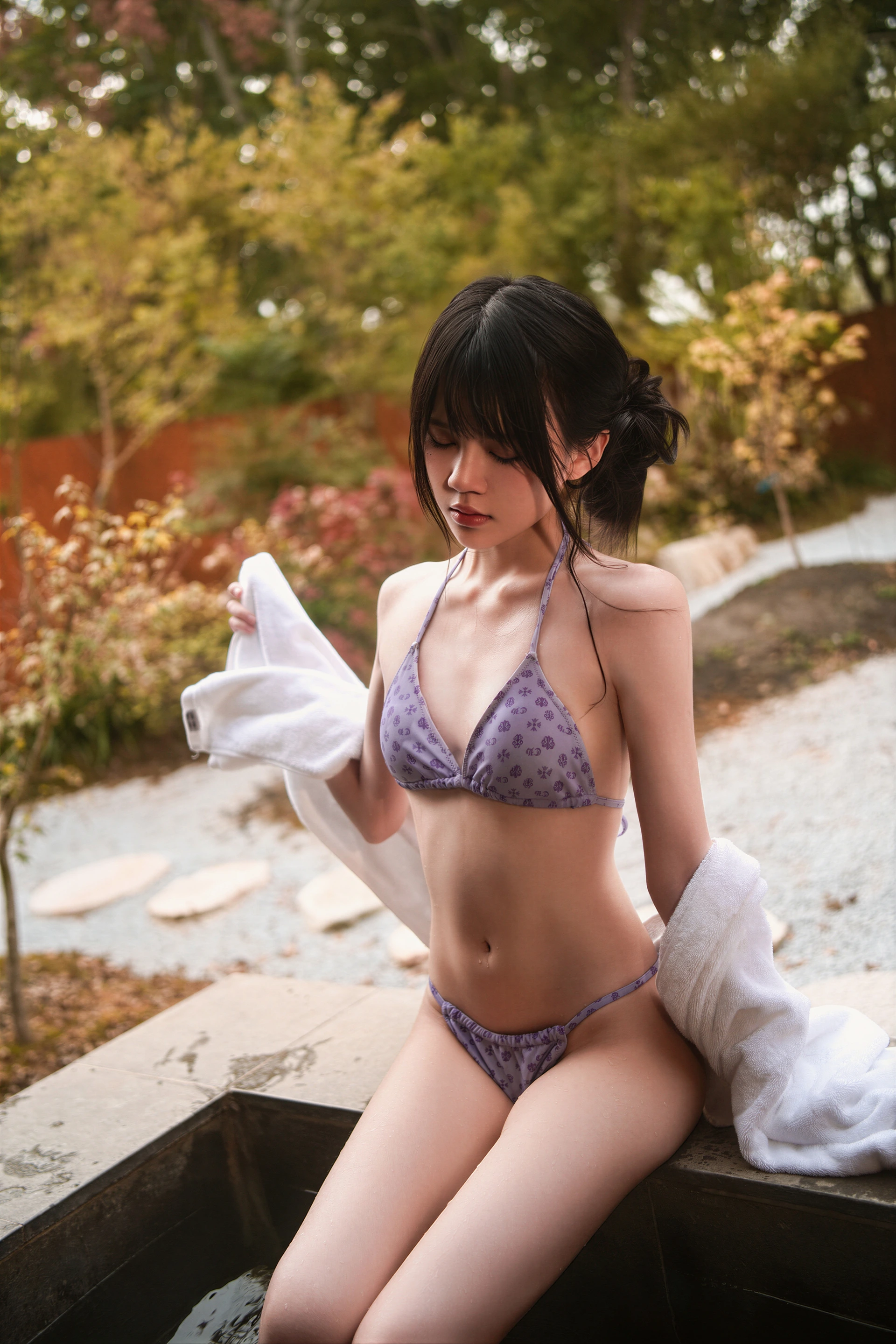桜桃喵紫色韵味写真预览图1