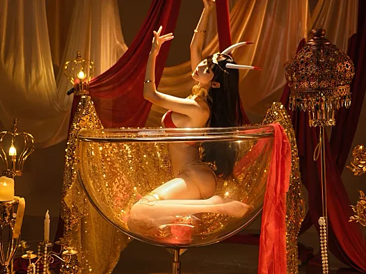 Shika小鹿鹿《能代舞娘》:和风舞台感的蓝色角色写真