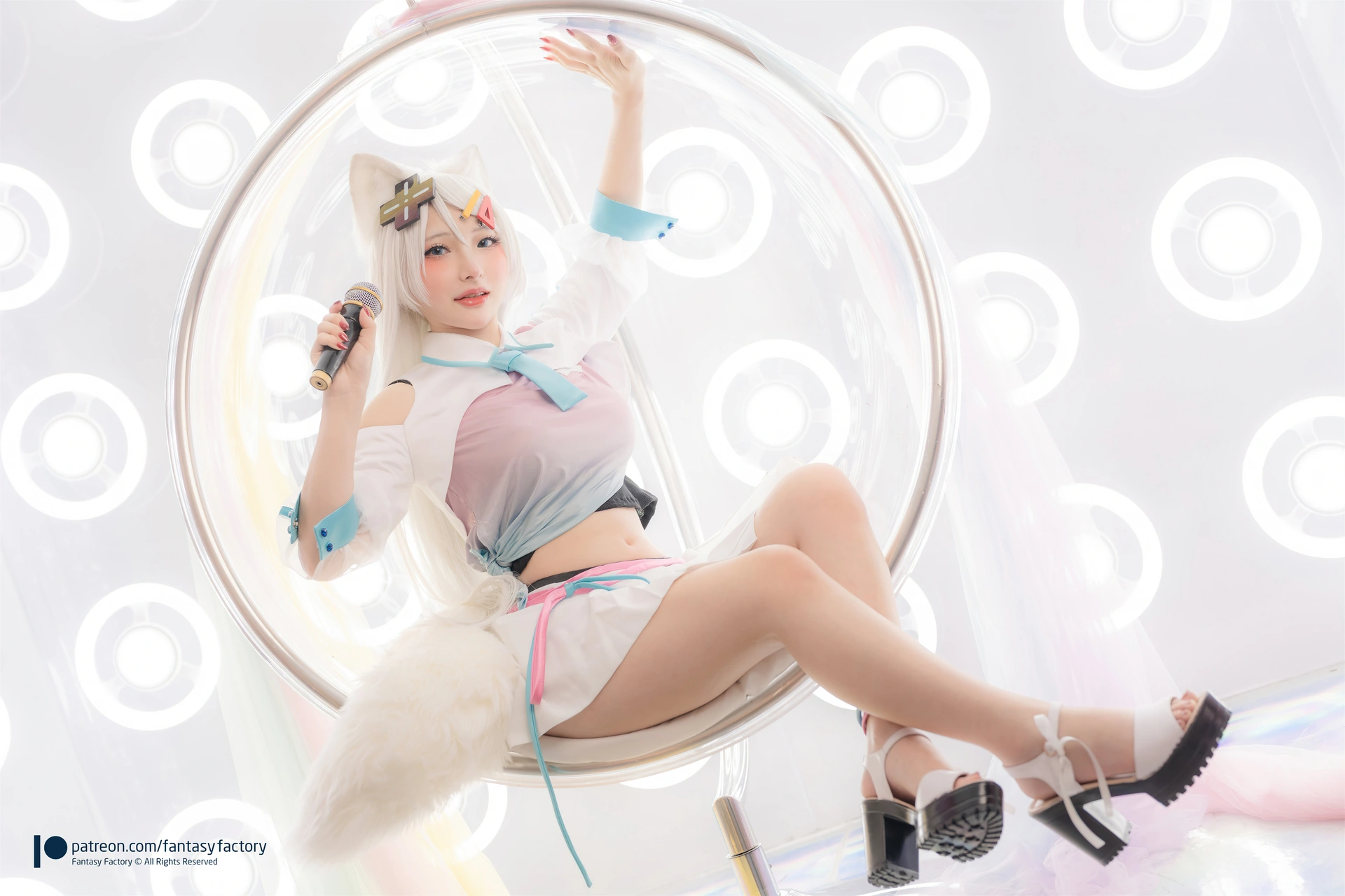 fantasyfactory小丁 粉彩猫耳偶像 写真图1